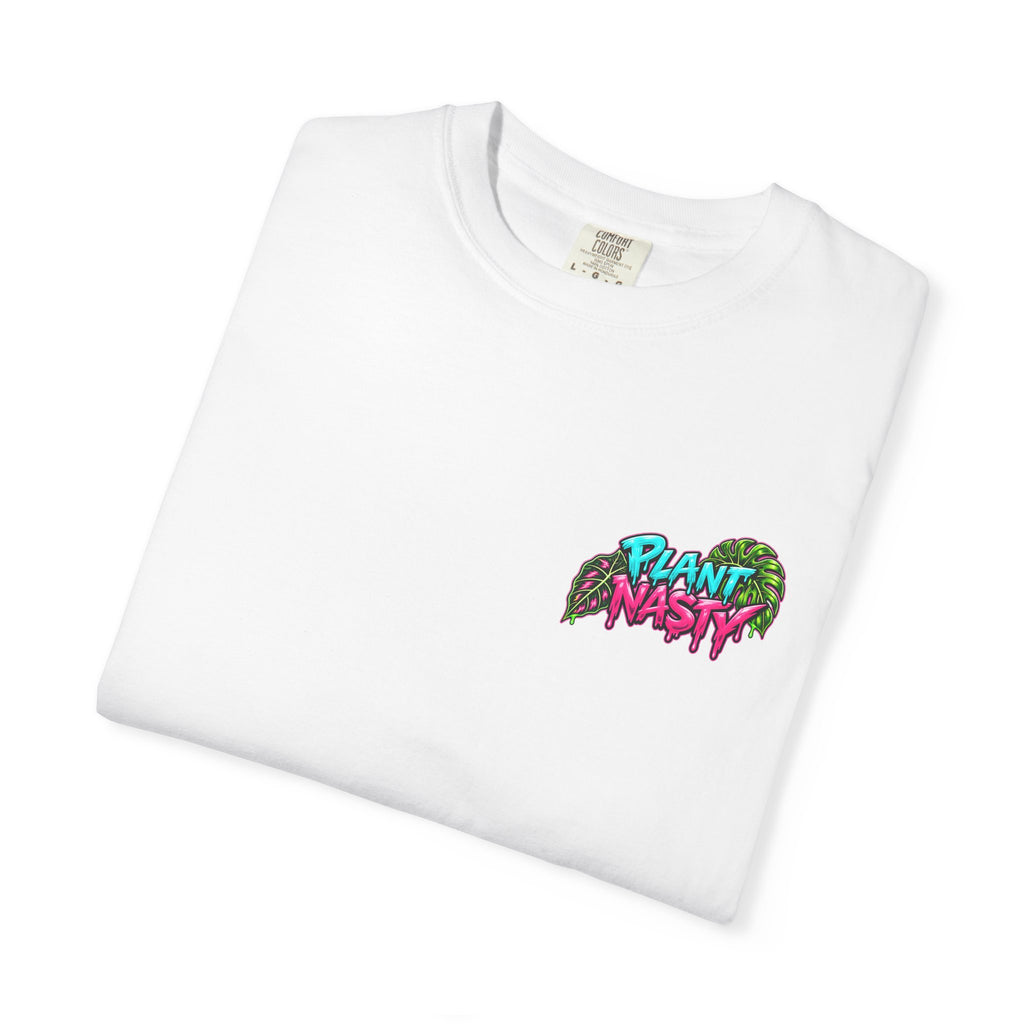 Black T-shirt with Plant Nasty logo print, The OG Nasty Tee by Printify, featuring a casual fit and bold graphic design.