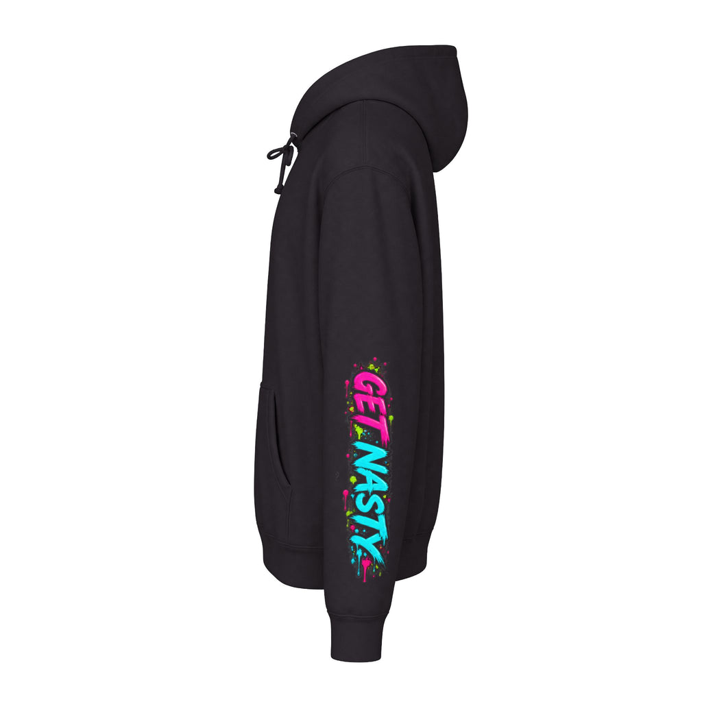 Plant Nasty TCA Certified hoodie by Printify featuring a casual design with "Get Nasty" and plant-themed graphics.