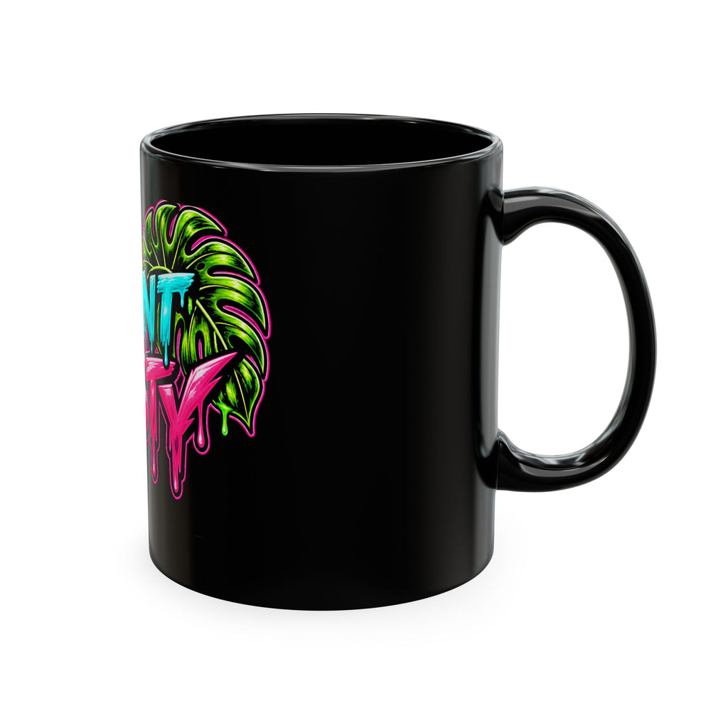 White ceramic mug featuring the "Fueled by Caffeine & Bad Plant Decisions" design, ideal for coffee or tea.